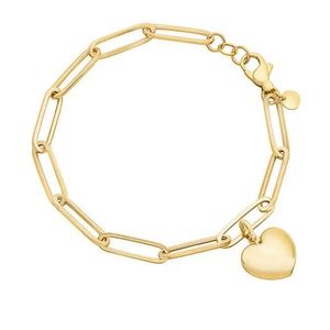 14k paperclip heart bracelet